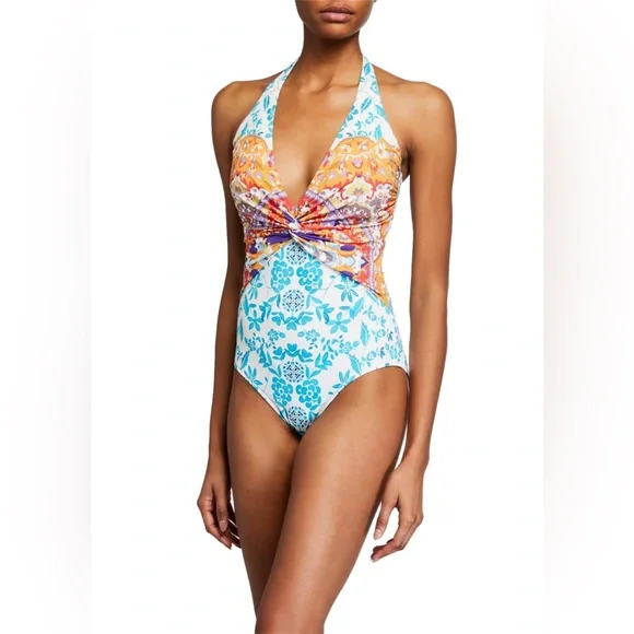 JOHNNY WAS Ellyo Twisted Halter One-Piece Swimsuit Small - Picture 9 of 9